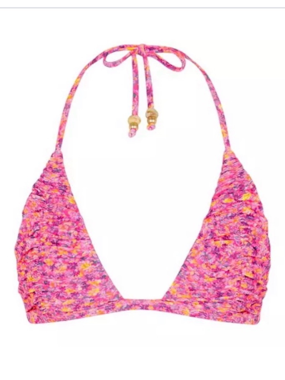 Kulani kini Pink Floral Textured Triangle Bikini top large - Picture 6 of 6